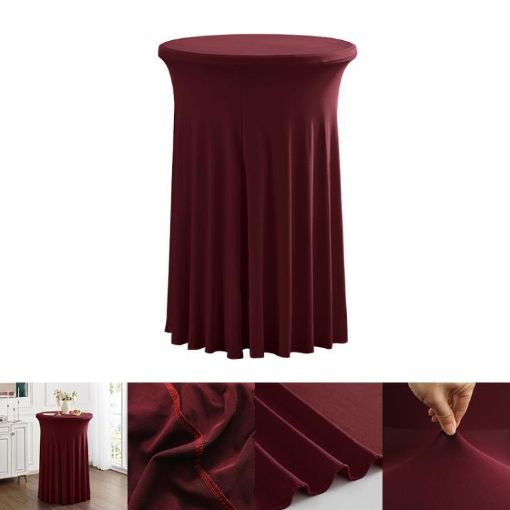 Premium Business Cocktail Bar Stretch Table Cover, 80x110cm Red - 1