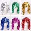 Sapphire Blue 3pcs Cosplay Disco Wigs Foil Tinsel Party Hats Props - 3