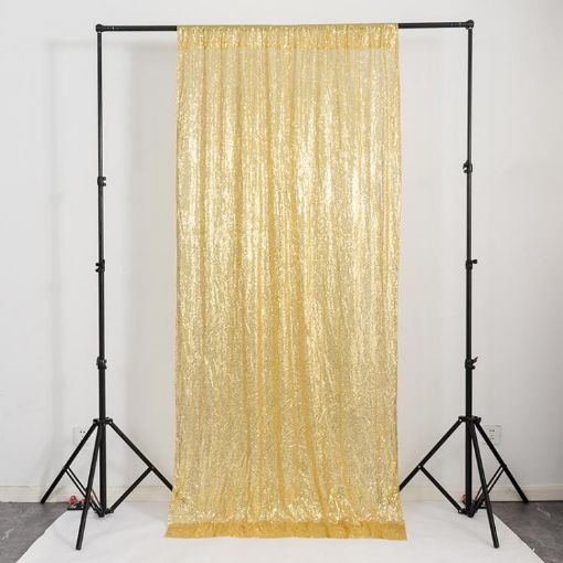 Gold Sequin Embroidered Curtains - 60x300cm Party & Wedding Decor - 1