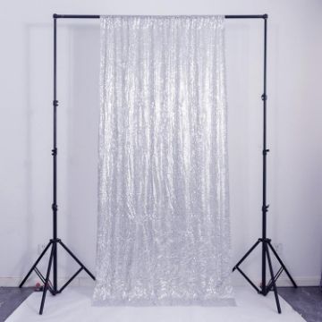 Silver 240x240cm Sequin Embroidered Curtains for Weddings & Events - 1
