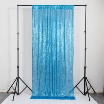 Lake Blue Embroidered Sequin Curtains 240x240cm for Events - 1