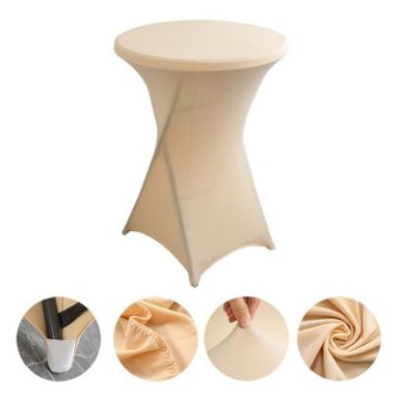 Champagne Stretch Cocktail Bar Table Cover for Weddings, 60x110cm - 1