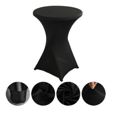 Black Stretch Polyester Cocktail Bar Table Cover 70x110cm - 1