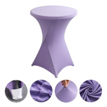 Purple Stretch Polyester Cocktail Bar Table Cover, 80x110cm - 1