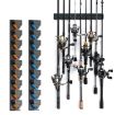 LEO 28318 Wall Mounted 9-Hole Fishing Rod Rack, Orange - 2