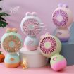 Cute Rabbit Handheld Rechargeable Desktop Fan - Light Blue - 2
