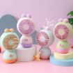 Cute Rabbit Handheld Rechargeable Desktop Fan - Light Blue - 4