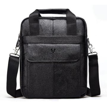 HUMERPAUL HUMH544 Black Leather Business Commuter Bag - 1