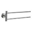 Stainless Steel Rotating Bathroom Towel Rack, Brushed Two Poles - 1