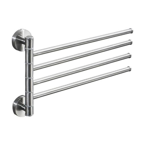 Brushed Stainless Steel Wall-Mounted Rotating Towel Rack, Four Poles - 1