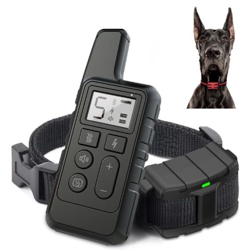 Dog Training Remote Control Waterproof Shock Collar, 500m (Black) - 1