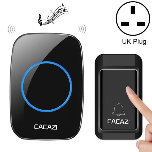 CACAZI A10G Wireless Self-Powered Doorbell, UK Plug (Black) - 1
