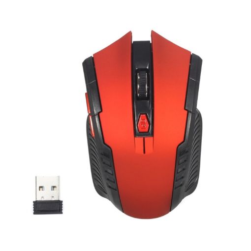 Red 2.4G Wireless Office Mouse - 6 Keys, 1600DPI Adjustable - 1