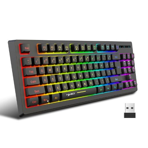 HXSJ L100 Wireless 87 Keys RGB Backlit Keyboard (Black) - 1