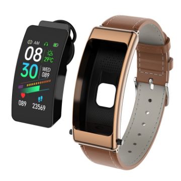K50 1.08" IP67 Waterproof Smartwatch with Detachable Earphone (Brown) - 1