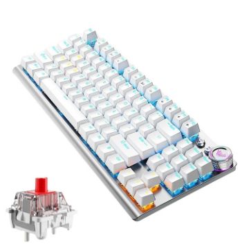 AULA F3001 Backlit 87 Key Mechanical Gaming Keyboard - Silver/White - 1