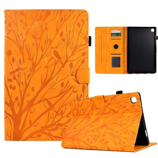 Samsung Galaxy Tab S6 Lite Fortune Tree Flower Tablet Case Khaki - 1