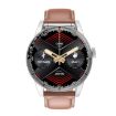R6 1.32" Round Screen Smart Watch & Bluetooth Earphone Combo, Brown Strap - 2