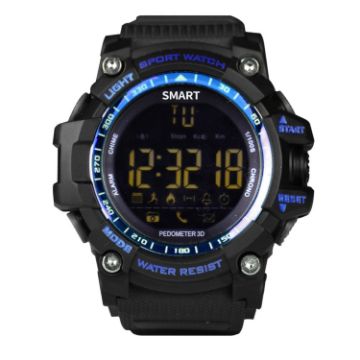 EX16 1.12" Waterproof Smart Watch, Pedometer, Android & iOS, Blue - 1