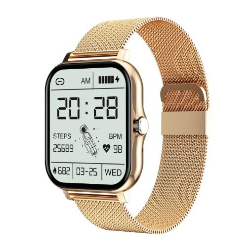 GT20 Smart Watch: 1.69" TFT, IP67, Bluetooth Call, Monitor, Gold Strap - 1