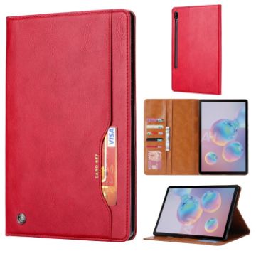 Samsung Galaxy Tab S7 FE/S7 Lite Leather Case, Red, Card Slots - 1
