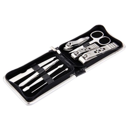 8 in 1 Nail Care Kit: Clipper, Scissors, Tweezers & More, Leather Bag - 1
