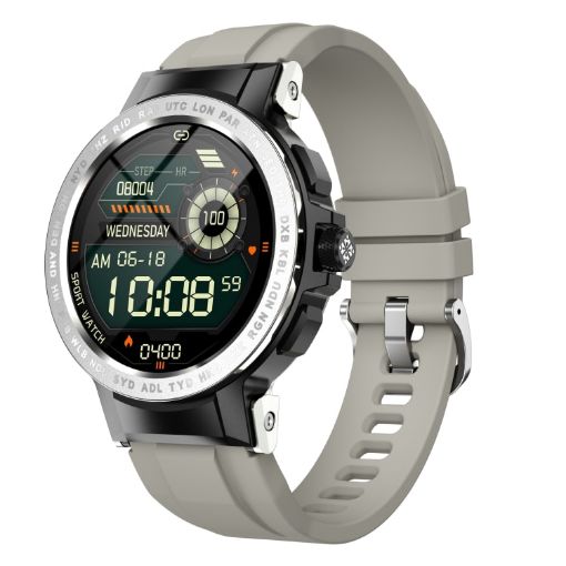 E19 Smart Watch 1.28" Screen, IP68, Heart Rate, Sleep Monitor Silver - 1