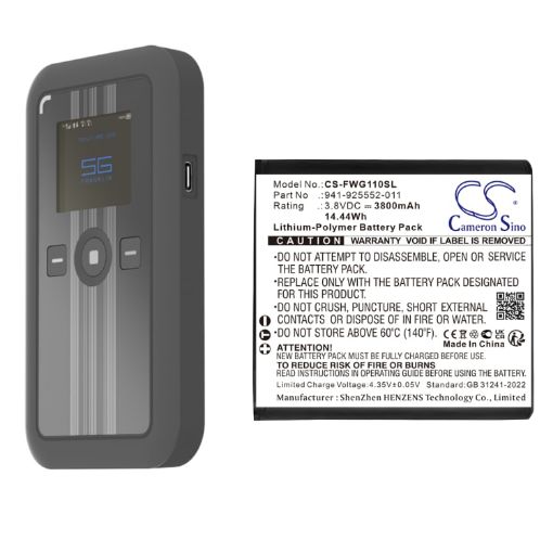 Battery for Franklin Wireless RG1100, Part 941-925552-011 - 1