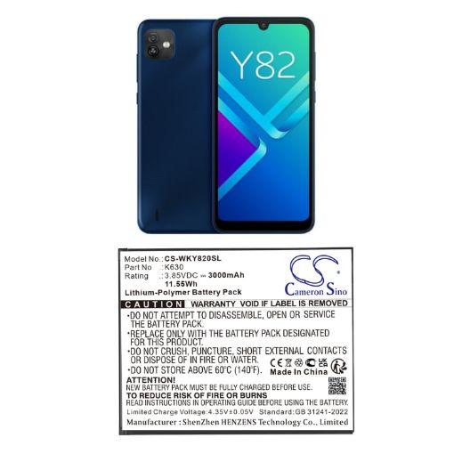 Wiko Y82 Battery (p/n K630) Replacement - 1