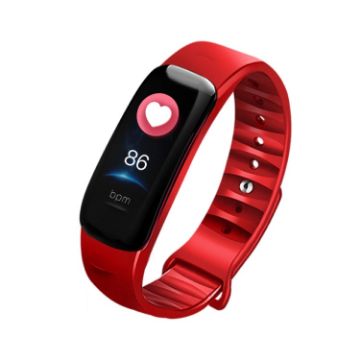 Smart Bracelet: 0.96" IPS Screen, IP67, Heart Rate & Sleep Monitor, Red - 1
