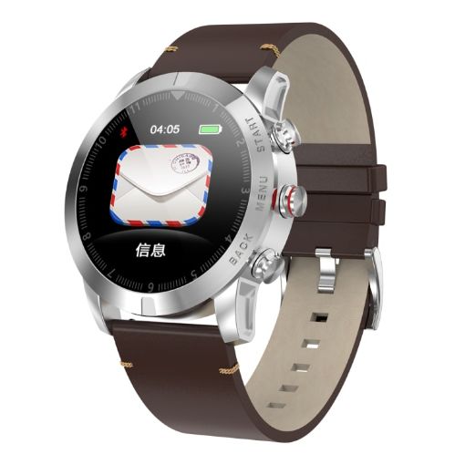 DTNO.1 S10 Smart Bracelet: 1.3" TFT, IP68, Leather Band, Heart Rate, Brown - 1