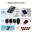 DM60 Smart Watch - 1.83" IP68 Waterproof, Temp/Heart/Blood Monitoring (Black) - 3