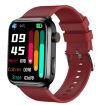 ET210 Smart Watch - 1.91" IPS Screen, IP67 Waterproof, Temp & ECG, Red - 1