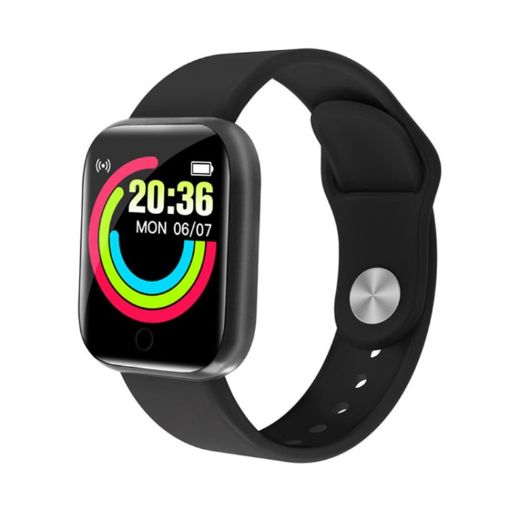 Y68 1.44" Smart Watch - Heart Rate, BP & Oxygen Monitor (Black) - 1