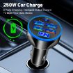 WGS-G37 5 in 1 Car Charger with Voltmeter - Super Fast Charging, Black - 7