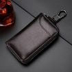 Large-capacity Leather Keys Holder Bag & Wallet - Coffee, 9105 Model - 1