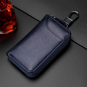 Large-capacity Blue Leather Keys Holder Bag & Wallet - 9105 Waist Hanging - 1