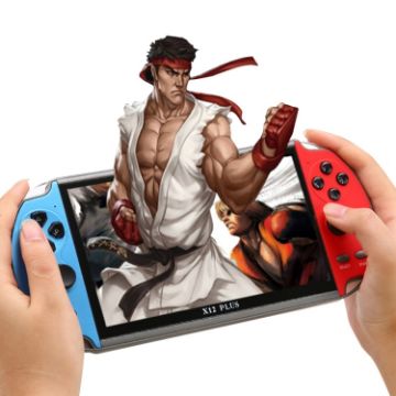 Powkiddy X12 Plus Retro Handheld Console, 7" HD Screen, 16GB, Red/Blue - 1