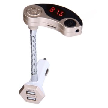 GT86 Gold Car Bluetooth FM Transmitter Kit with Dual USB & LCD Display - 1