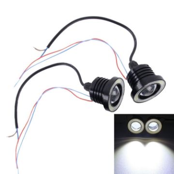 2 PCS 2.5" 10W 900LM 6500K Car Angel Eyes Fog Lamp, 20cm Cable, White - 1