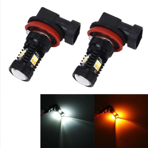 Super Bright H11/H8 5W 350LM Car Fog Light 16 SMD-3030 LED White/Yellow - 1