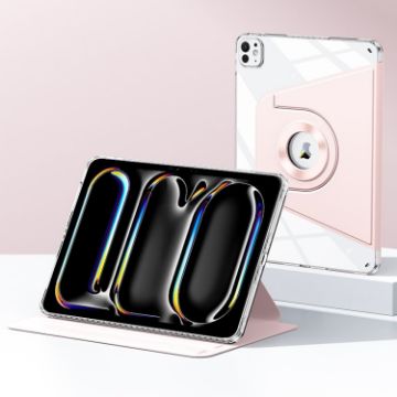 iPad Pro 13 2024 Pink Magnetic Split Leather Smart Case - 1