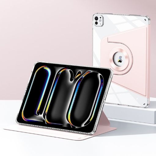 iPad Pro 13 2024 Pink Magnetic Split Leather Smart Case - 1