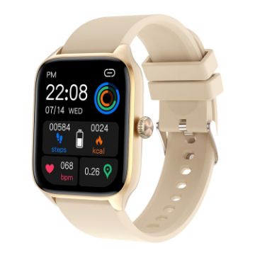 T19 Pro 1.96" IP67 Waterproof Smart Watch, Bluetooth Call, Heart Rate, Gold - 1