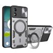Moto E13 CD Texture Camshield Magnetic Holder Case - Silver - 1