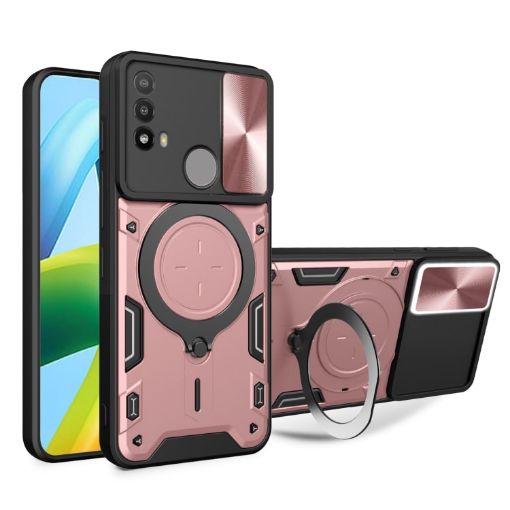 Moto E20/E30/E40 Pink Camshield Magnetic Holder Case - CD Texture - 1