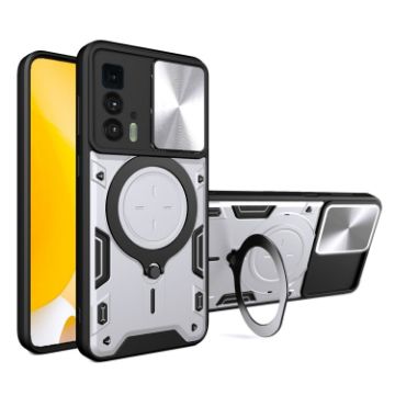 Motorola Edge 20 Pro Silver Camshield Magnetic Holder Phone Case - 1