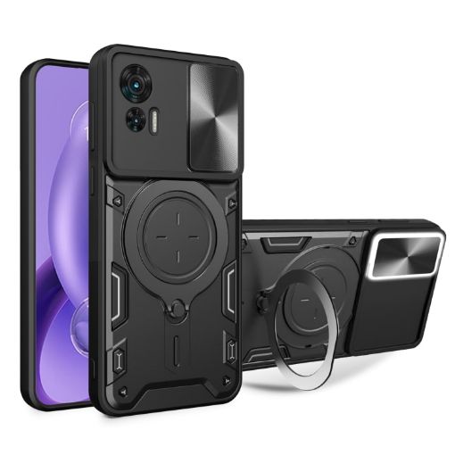 Motorola Edge 30 Neo Black Camshield Magnetic Holder Phone Case - 1