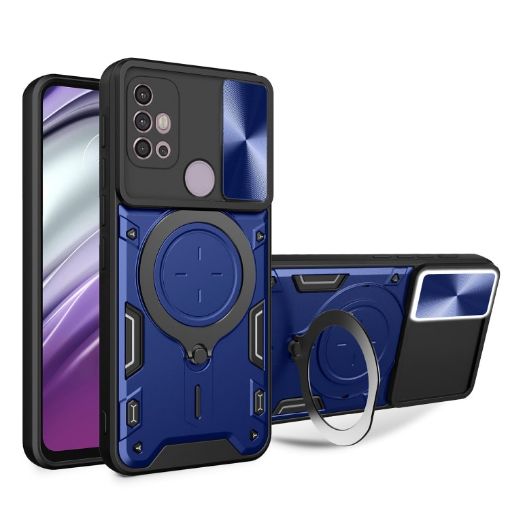 Moto G30/G20/G10 CD Texture Camshield Magnetic Holder Case Blue - 1
