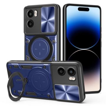 Moto G05 CD Texture Camshield Magnetic Holder Case - Blue - 1